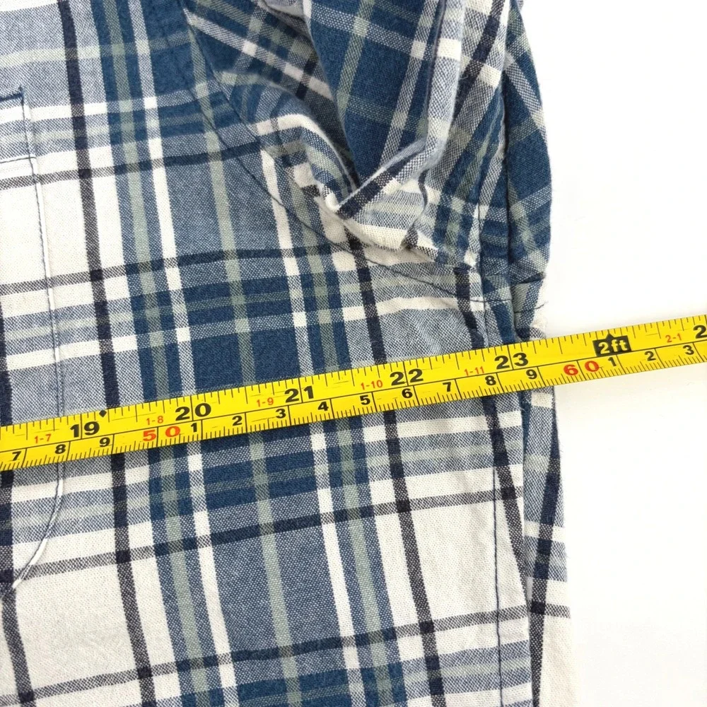 J. Crew Mens Large Blue‎ White Plaid Cotton Long Sleeve Button Down Shirt